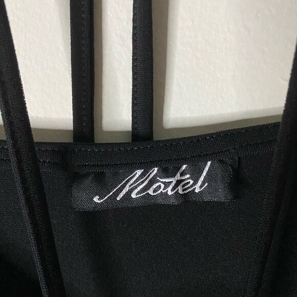 Motel Black Scrunched Tie Bust Mini Dress Size S - Picture 5 of 7